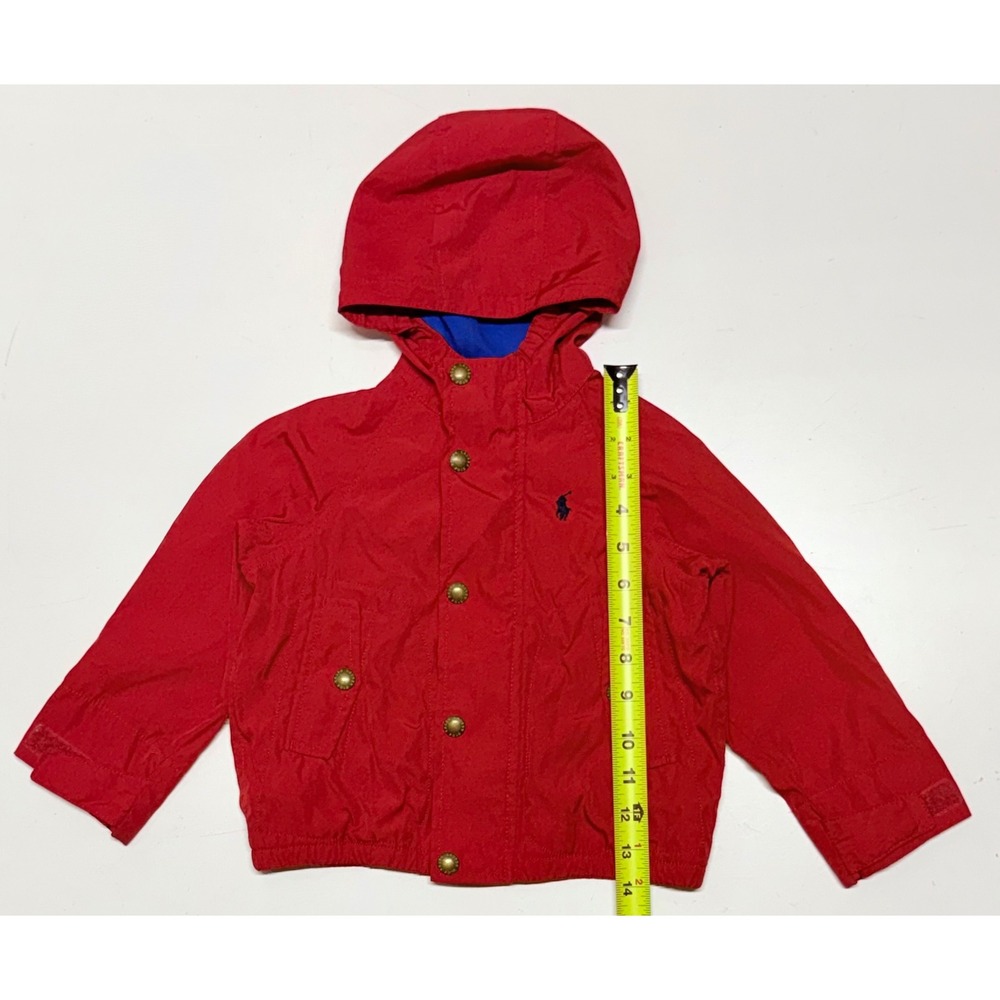 Polo Ralph Lauren Toddler Red Hooded Windbreaker Jacket Blue Lining Size 2/2T